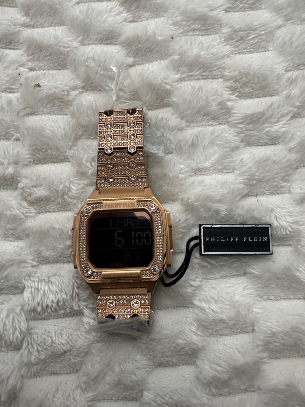 Philipp Plein Rose Gold Crystal Digital Bracelet Watch
